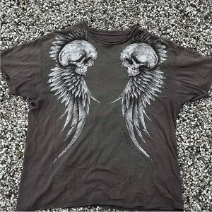Emo grunge y2k affliction t shirt with skull